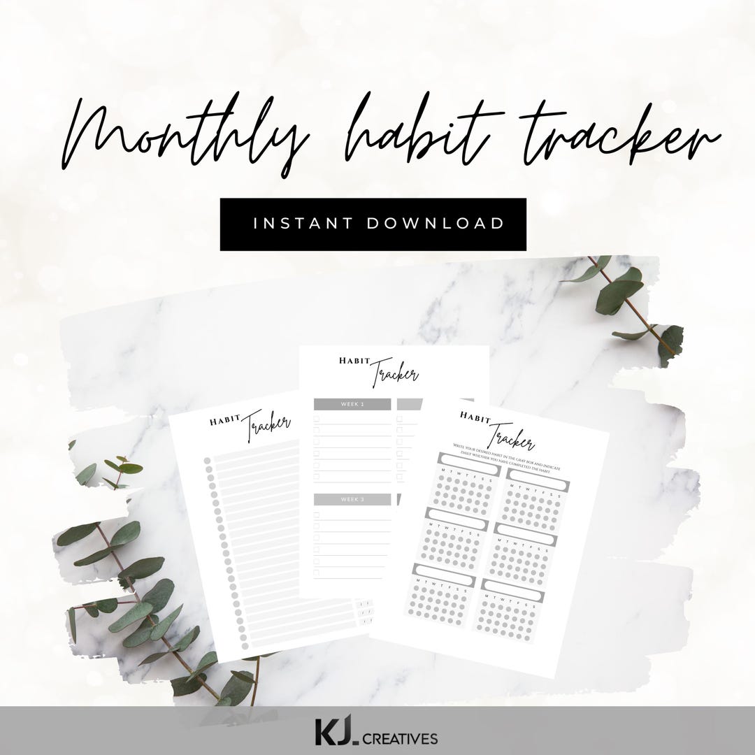 Printable Monthly Habit Tracker | Minimalist Routine Builder for Focus ...