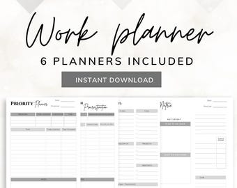 Planejador de trabalho para TDAH para impressão: Pacote de foco e produtividade (A4/PDF em formato carta EUA)