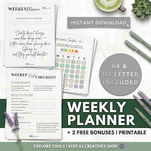 Neurodivergent Planner Printable, Undated Weekly Overview PDF, Minimalist Reflection Sheet, Executive Function Organizer Insert