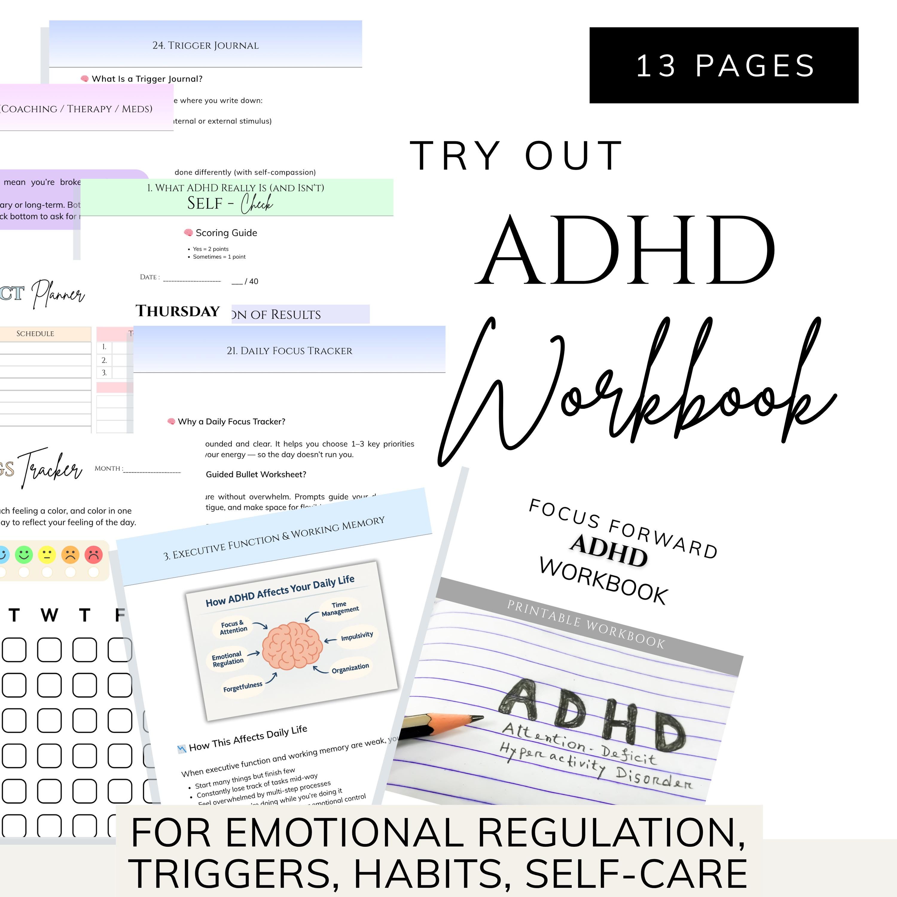 ADHD Workbook Sample: Printable Planner, Tracker, Reflection (PDF ...