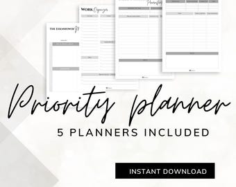 Priority Planner Bundle: Eisenhower Matrix, Task Organizer (Digital Download A4/US Letter)