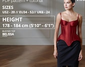 Belissa Corset Pattern 178-184 Height US Sizes 2-20 Pattern, Renaissance Corset Sewing Pattern with Tutorial Corset Top Pattern Sewing PDF