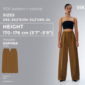 Palazzo Pants Sewing Pattern: Wide Leg Trousers (US 2-20) (PDF Pattern)