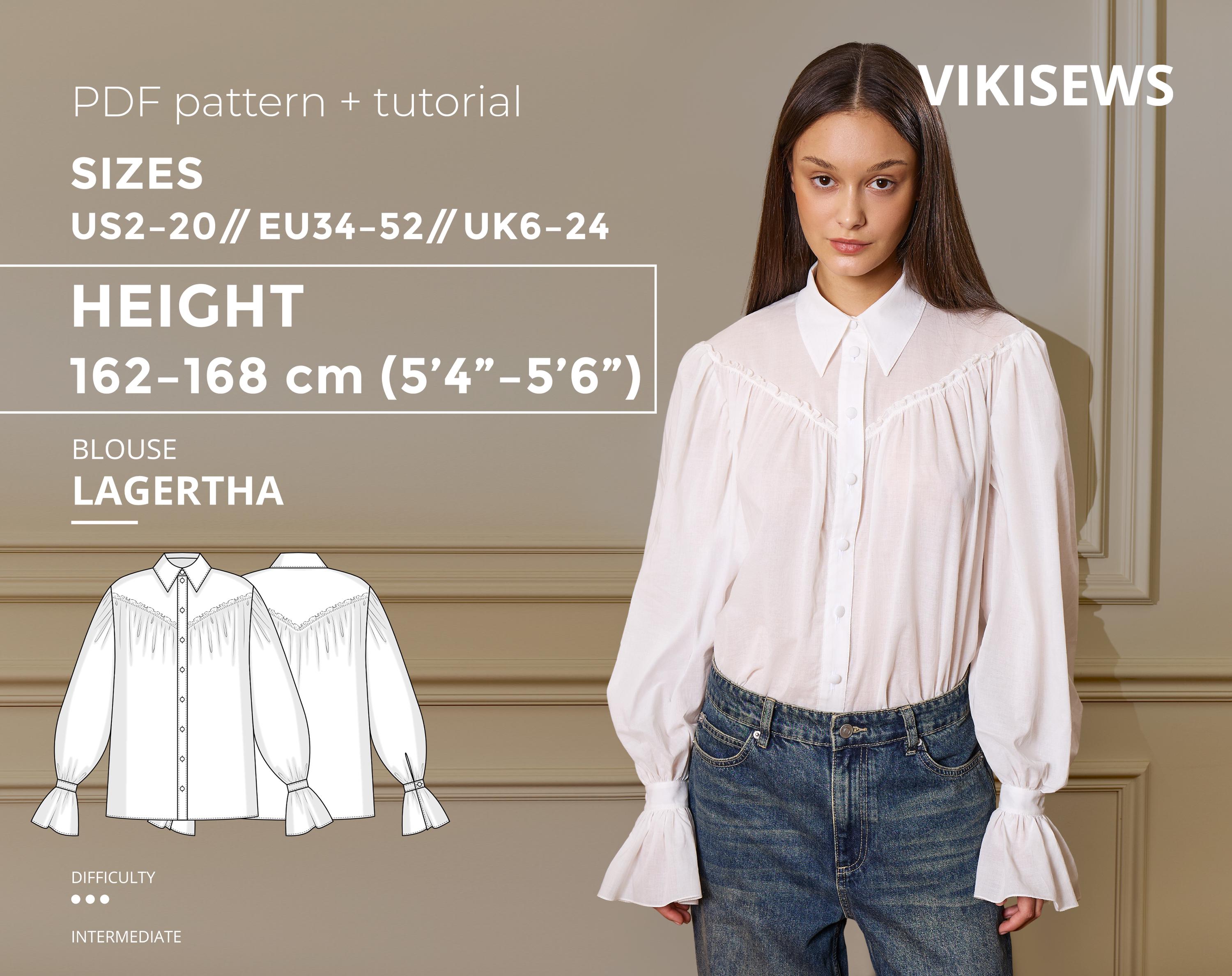 Lagertha Blouse Sewing Pattern PDF | Romantic Ruffle Sleeve Blouse
