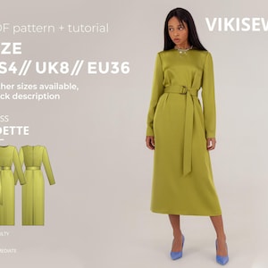 Odette dress pattern with pdf tutorial size US 4 UK 8 EU 36