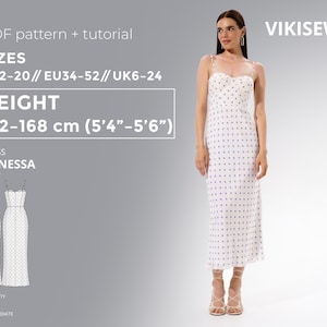 Agnessa Dress pdf Sewing Pattern eu 34-52 uk 6-24 us 2-20| Dress Sewing Pattern Corset Dress Pattern Close Fit Dress Height 162-168 cm