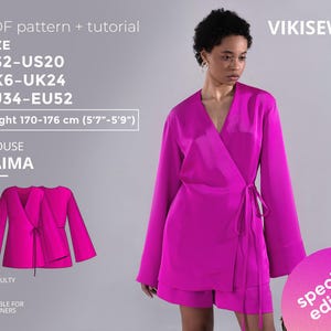 Patrón de costura para blusa Laima, talla 2-20 de EE. UU., altura 170-176, con tutorial