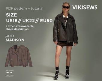 Madison leather jacket pattern with pdf tutorial US 18 UK 22 EU 50