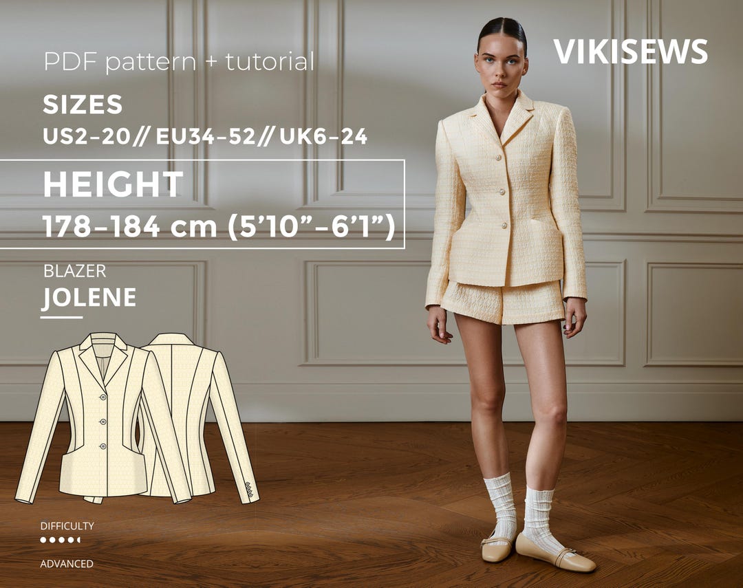 Jolene Blazer Sewing Pattern PDF With Tutorial Varsity Jacket Pattern ...