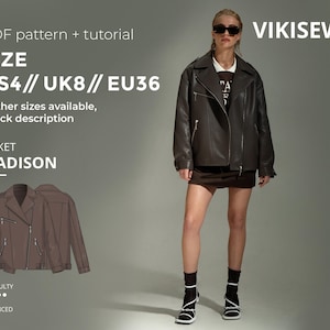 Madison Lederjacke Schnittmuster mit PDF-Anleitung US 4 UK 8 EU 36