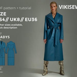 Gladys coat pattern with pdf tutorial size US 4 UK 8 EU 36