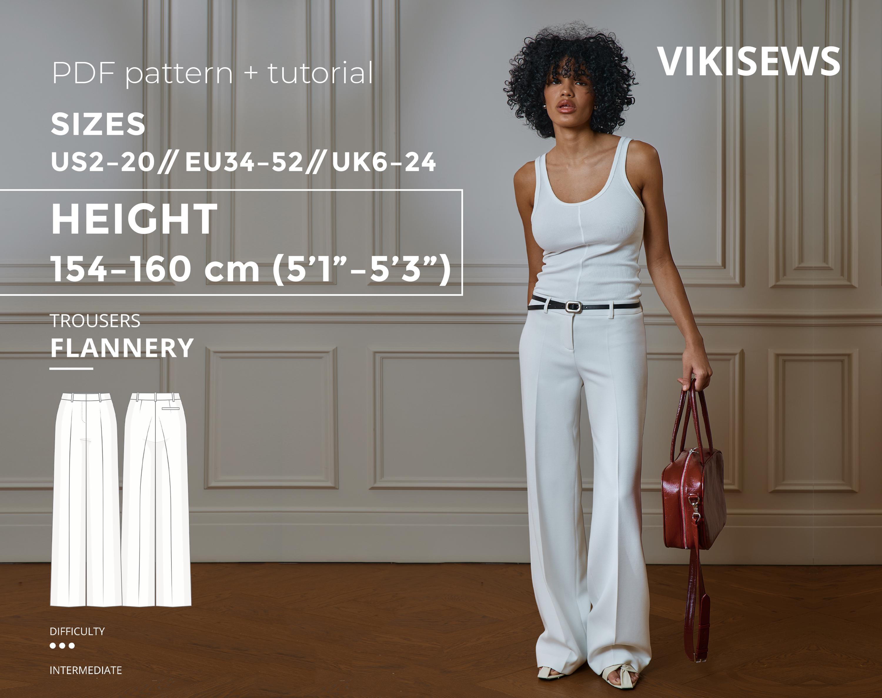 Vikisews Mirella - Cartamodello per abiti, taglie US 2-20, EU 34-52