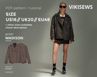 Madison leather jacket pattern with pdf tutorial US 16 UK 20 EU 48