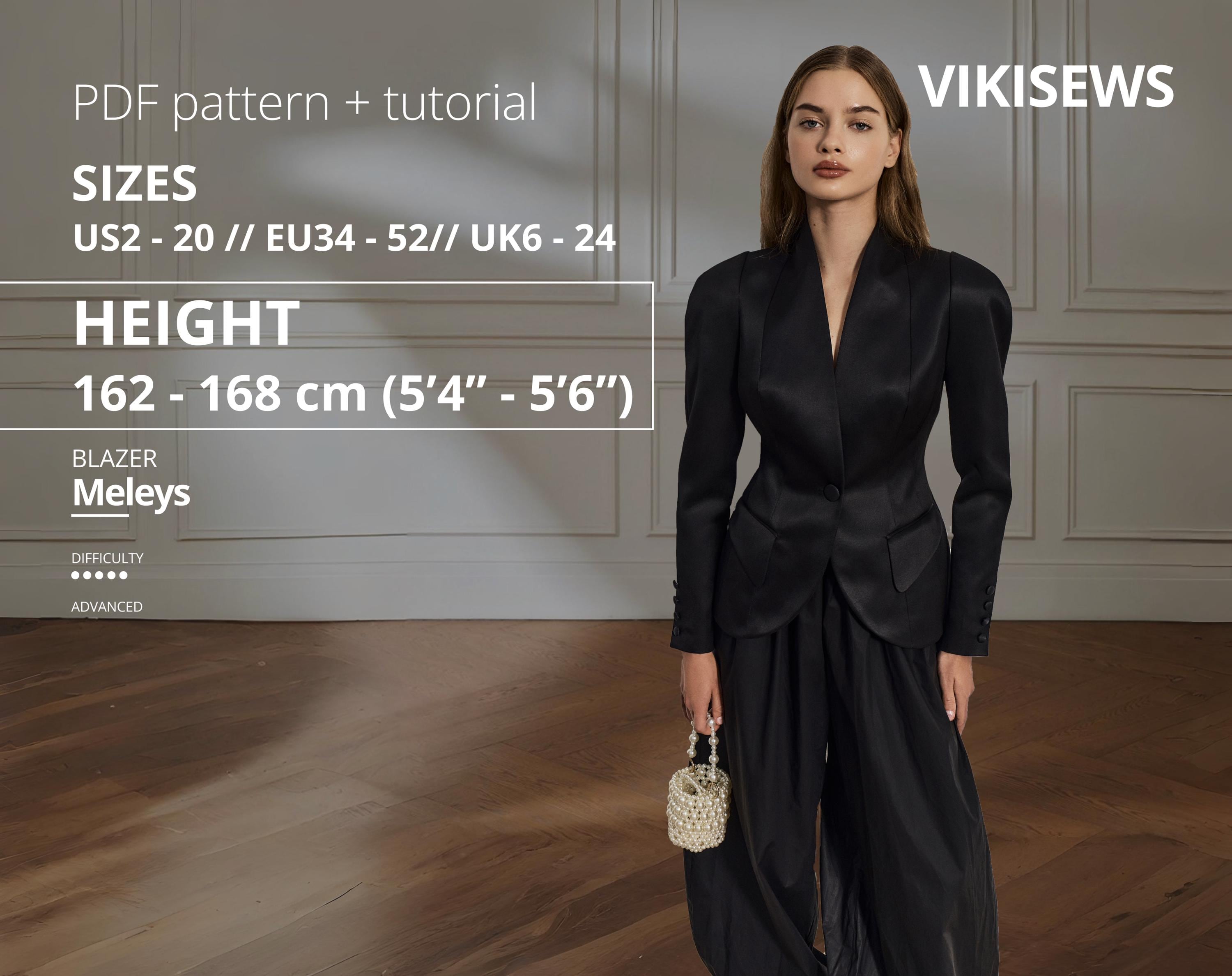 Vikisews Gloria Dress Cartamodello per abiti, taglie US 2-14, EU 34-46
