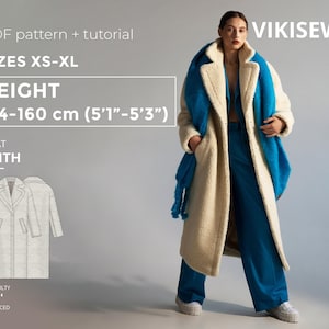 Abrigo Faith tallas XS-XL altura 154-160 patrón, patrón de costura con tutorial