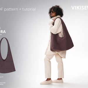 Sora Hobo Bag Sewing Pattern PDF: Oversized Shoulder Bag with Zipper Pocket