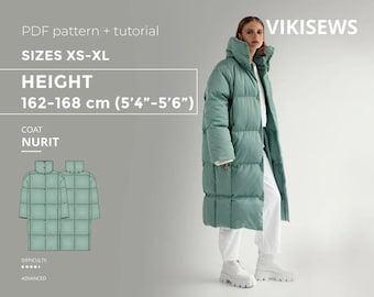 Puffer Jacket Sewing Pattern Instant Download, Digital Patterns Quilted Jacket Fashion Handmade Clothing Height 162-168 cm