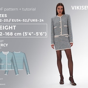 Mercy Jacket PDF sewing pattern with tutorial, size EU34-EU52 for 162-168 cm height