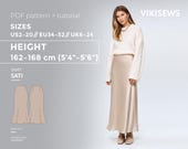 Sati Skirt Sewing Pattern PDF US 2–20 | Silk Midi Skirt Pattern French Seams Slip Skirt DIY Midi Satin Skirt Pattern Height 162-168