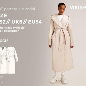 Reggie coat digital pattern pdf sewing pattern with tutorial size US 2 UK 6 EU 34