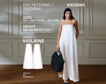 Violaine Dress Sewing Pattern Trapeze Maxi Dress Loose Fit Elegant