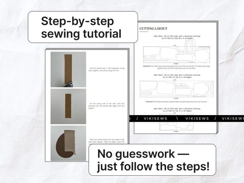 May include: A step-by-step sewing tutorial with diagrams and instructions. The image includes text that reads "Step-by-step sewing tutorial" and "No guesswork - just follow the steps!"