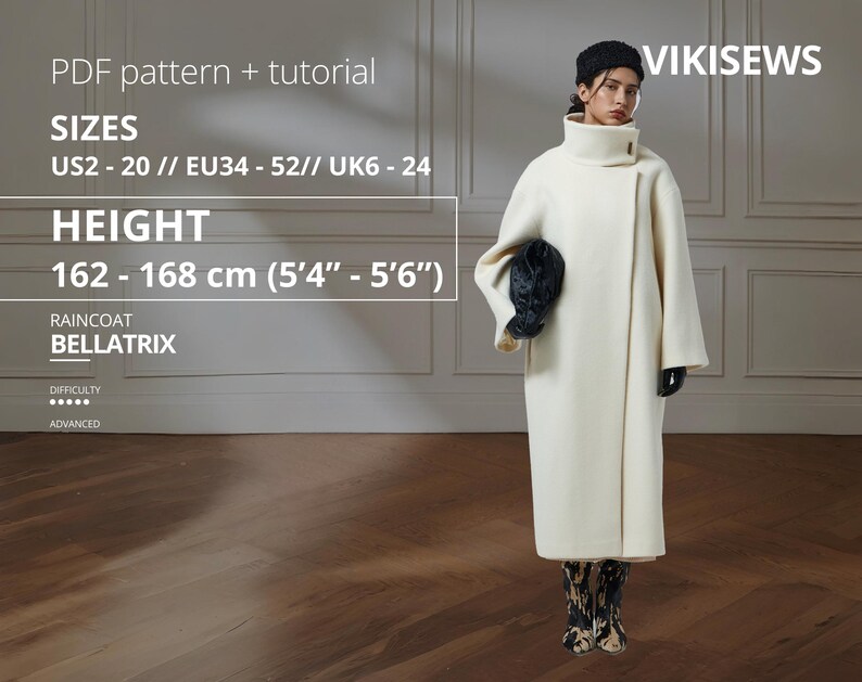 Overocoat Pattern Gwendoline Coat Sewing Pattern Sizes EU 34-52 Height 162-168 Long Coat ...