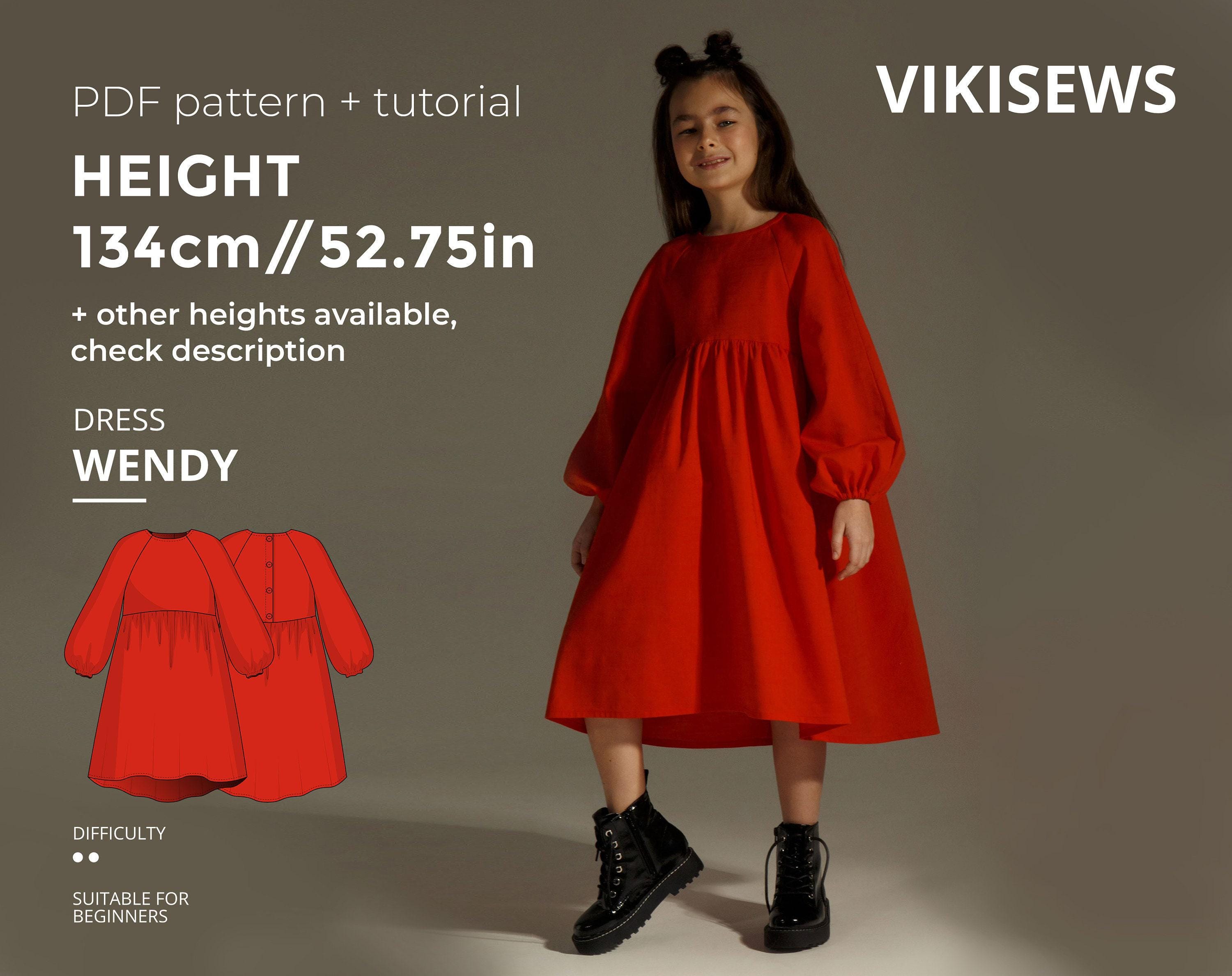 Wendy Dress Pattern With Pdf Tutorial Height 52.75 in 134 Cm - Etsy