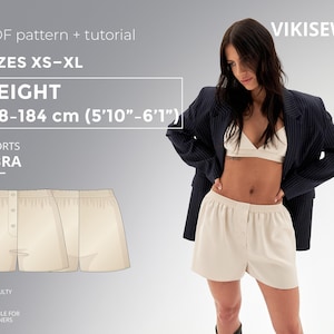 Abra Shorts PDF Schnittmuster mit Anleitung, Größe XS-XL für 178-184 cm Körpergröße