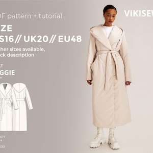 Reggie Coat Digital Pattern pdf Sewing Pattern with tutorial size US 16 UK 20 EU 48
