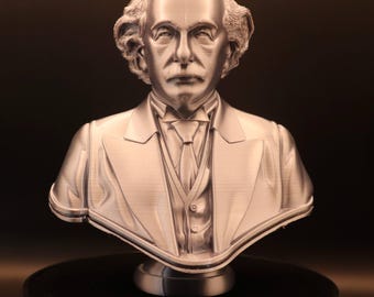 Albert Einstein Bust - Silver PLA+ Silk 3D Print Statue for Science & Inspiration Decor