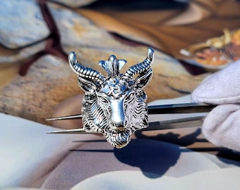 Handcrafted 925 Sterling Silver Baphomet Goat Head Satanic 