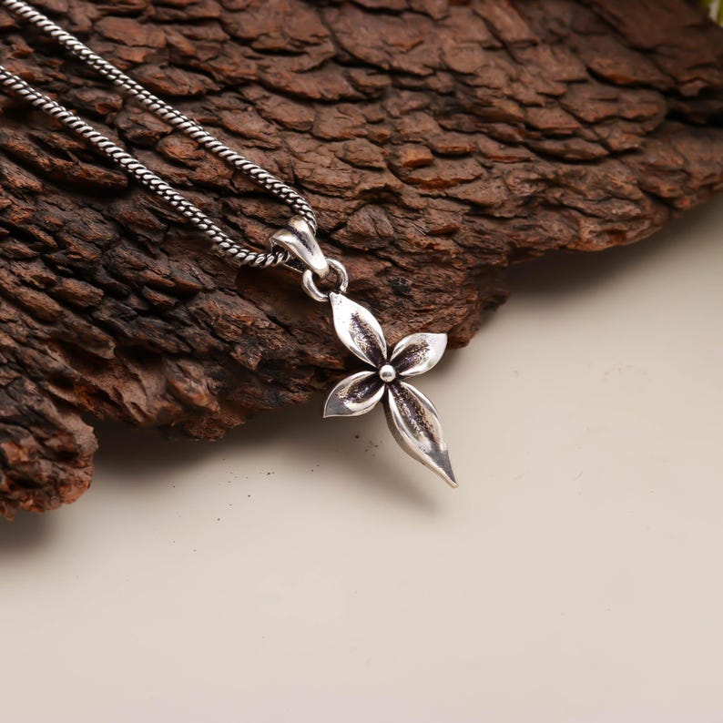 925 Sterling Silver Floral Cross Pendant Necklace | Blossom Flower ...