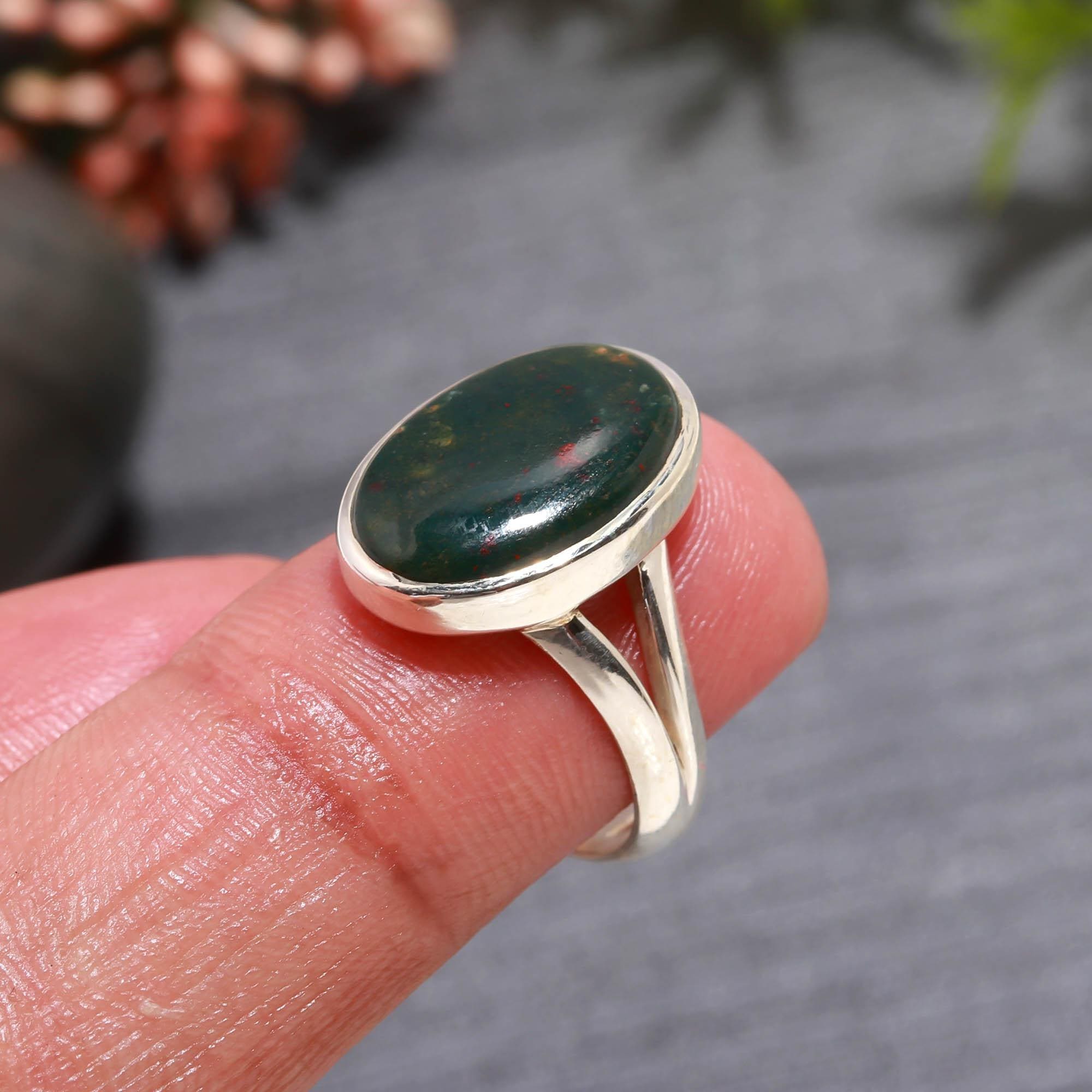 Boho Bloodstone Ring: 925 Sterling Silver Gemstone - Etsy