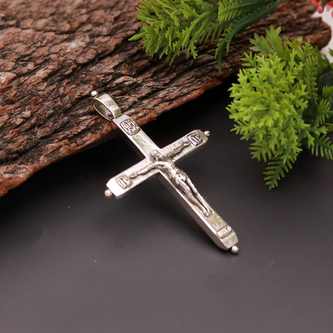 925 Sterling Silver Plated Crucifix Pendant Necklace, Jesus Cross ...
