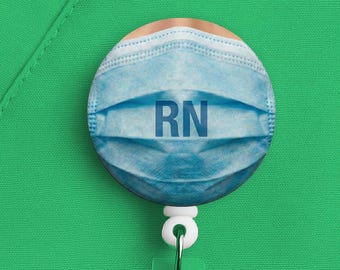 Rn Badge Reel • Registered Nurse Gift • Surgical Mask Id Holder • Retractable Name Tag • Nurse Graduation • Acrylic Badge Clip • Rn