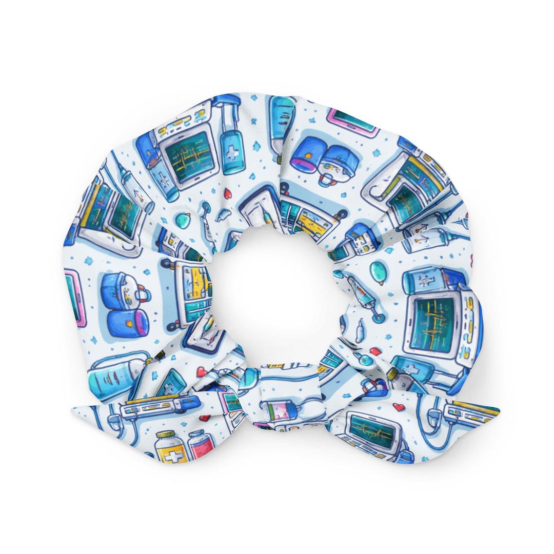 Icu Stapping Pattern ICU Critical Care Medical Monitor Nurse Pattern Recycled Scrunchie - Etsy