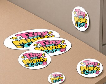 Tiny But Mighty Care Nurse Gift Pack | Badge Reel, Magnet, Button & Sticker Set | Pediatric NICU Nurse Gift