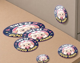 Ewe're In Good Hands Nurse Gift Pack | Badge Reel, Magnet, Button & Sticker Set | Funny Sheep Nurse Gift