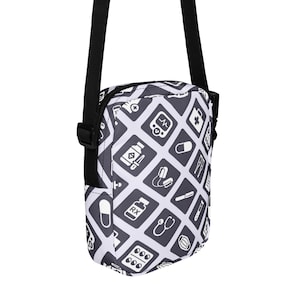 Diagonal Medical Icon Grid Pattern Utility crossbody bag