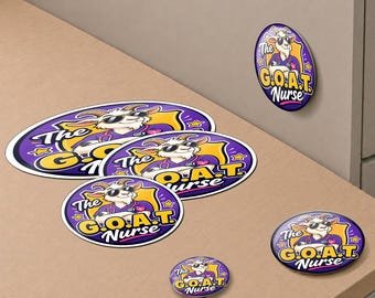 Nurse Gift Bundle, GOAT Nurse Badge Reel Button Magnet Sticker Set