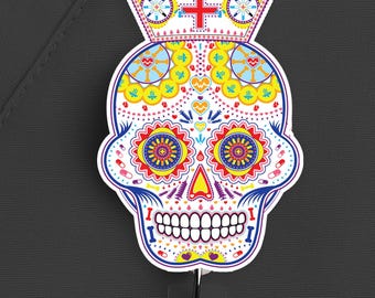 Nurse Badge Reel, Sugar Skull Halloween Day Of The Dead