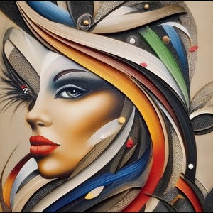 Colorful Abstract Fashion Portrait Art Print: Modern Home Decor