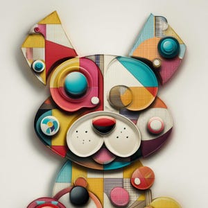 Geometric Dog Art Print: Colorful Puppy Wall Decor, Pet Lover Gift