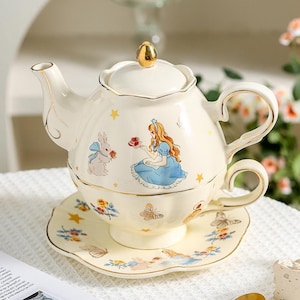 Franse exquise keramische koffieset | keramisch koffie- en theeservies | afternoontea-set | theepot voor thuis | theekransje theeservies | housewarmingcadeau
