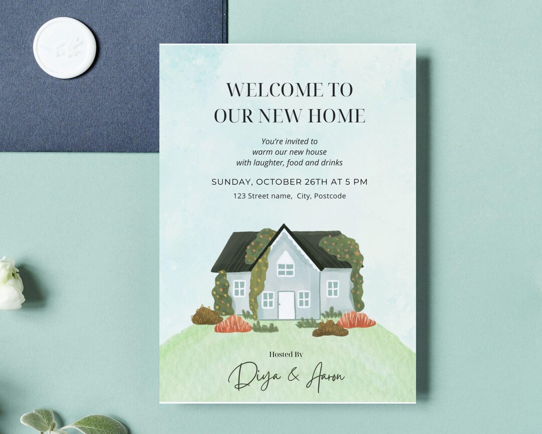 Editable Housewarming Invitation Canva Template | New Home Party Invite ...