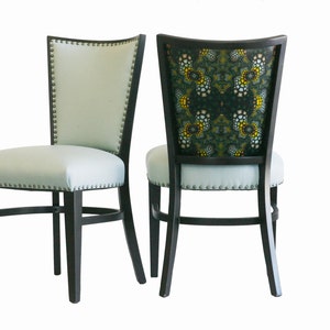 Pair of light blue upholstered occasional chairs image 1