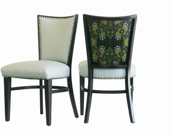 Pair of light blue upholstered occasional chairs