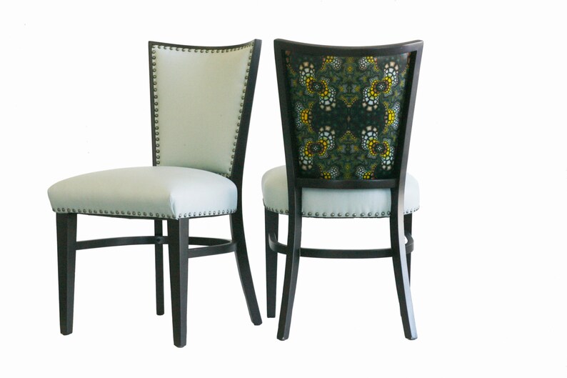 Pair of light blue upholstered occasional chairs image 1