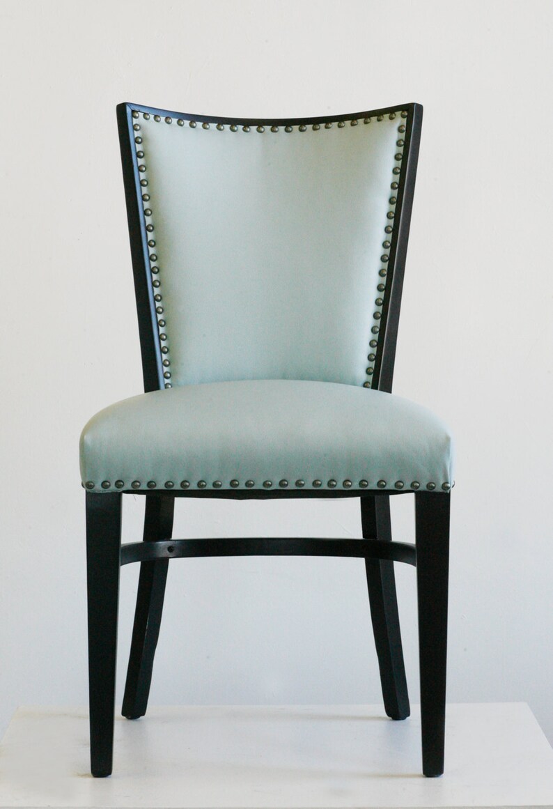 Pair of light blue upholstered occasional chairs image 2